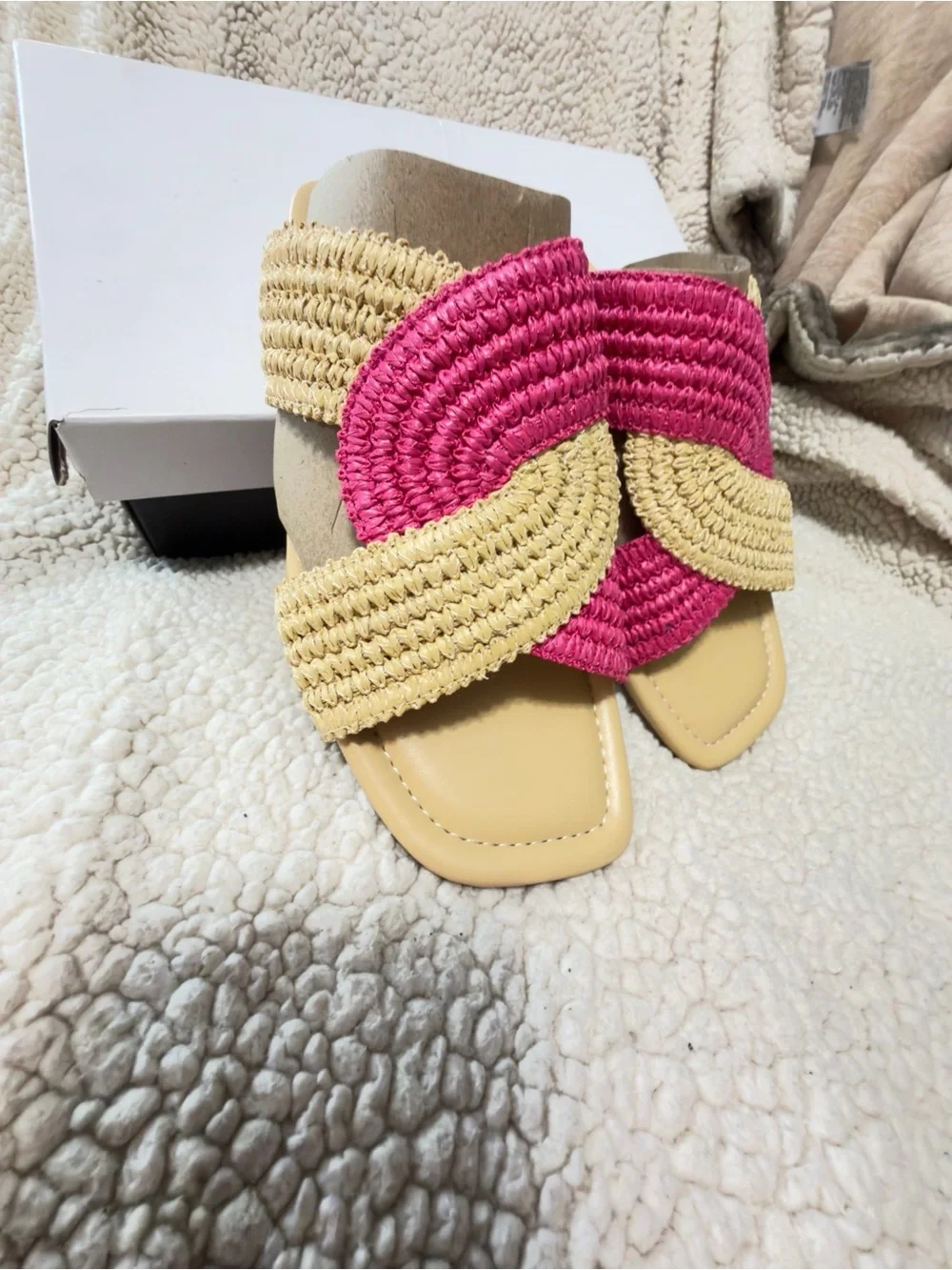 Nine West Women's Quara Sandal, Light Natural/Pink 111, Size 9.5- new in box